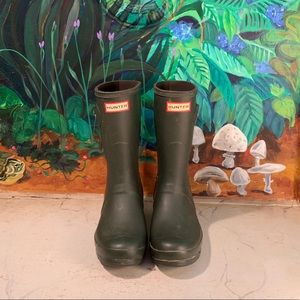army green hunter rain boots
